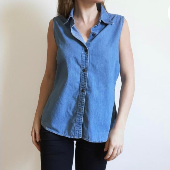 Wool Rich Vintage Denim Sleeveless Top - Picture 2 of 8
